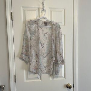 Chico's Elegant Sheer Cardigan with Paisley Design